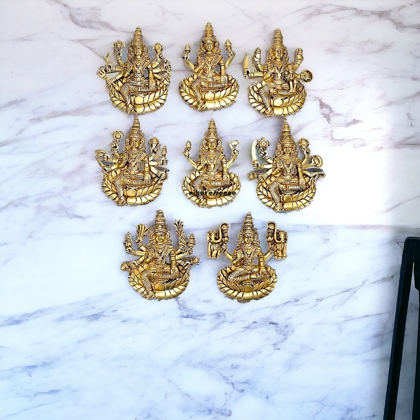 Astha lakshmi wall hanging brass plate idol - 5.8 Inches Nikuressence