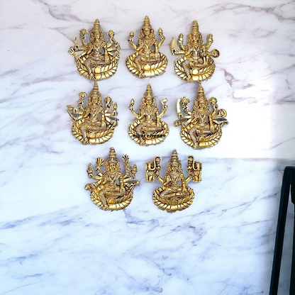 Astha lakshmi wall hanging brass plate idol - 5.8 Inches Nikuressence