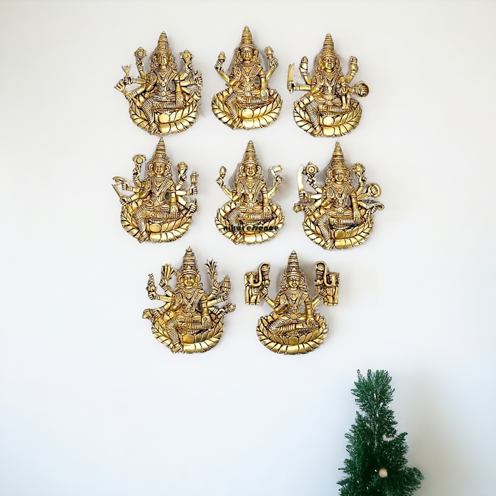 Astha lakshmi wall hanging brass plate idol - 5.8 Inches Nikuressence