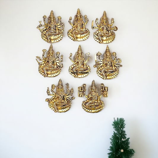 Astha lakshmi wall hanging brass plate idol - 5.8 Inches Nikuressence