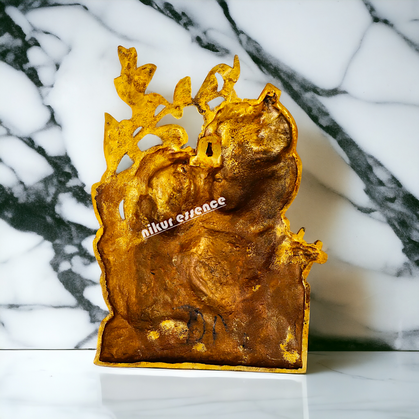 Radha Krishna Solid Brass wall art hanging plate idol - 14 Inches Nikuressence