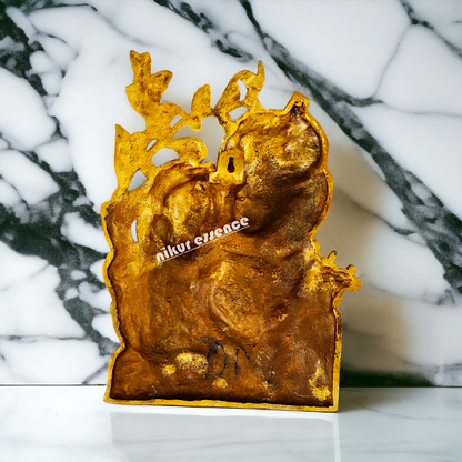 Radha Krishna Solid Brass wall art hanging plate idol - 14 Inches Nikuressence