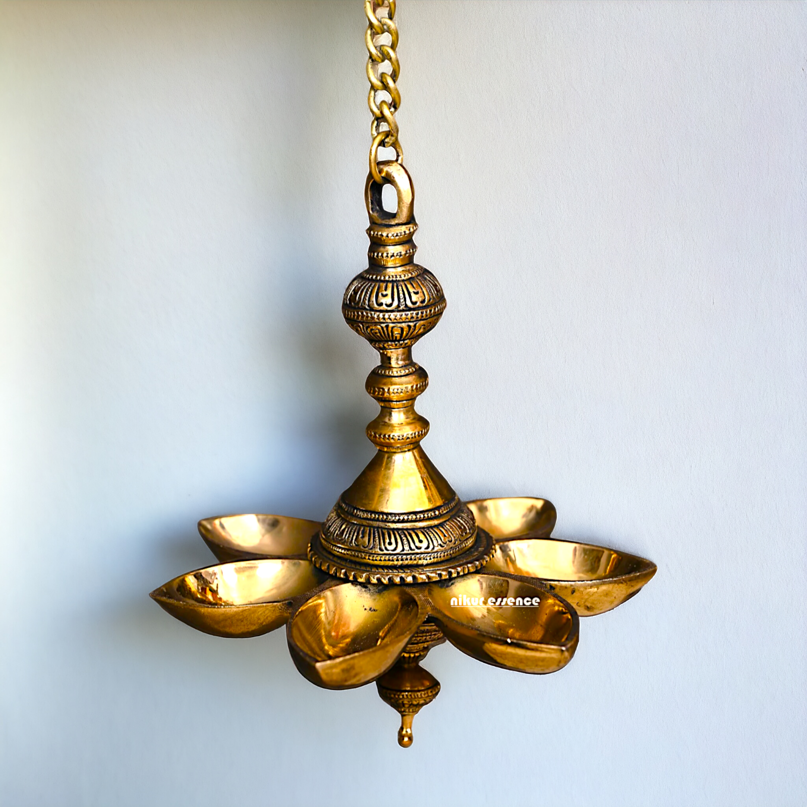 Seven Diya pure Brass wall hanging - 29.5 Inches Nikuressence