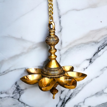 Seven Diya pure Brass wall hanging - 29.5 Inches Nikuressence