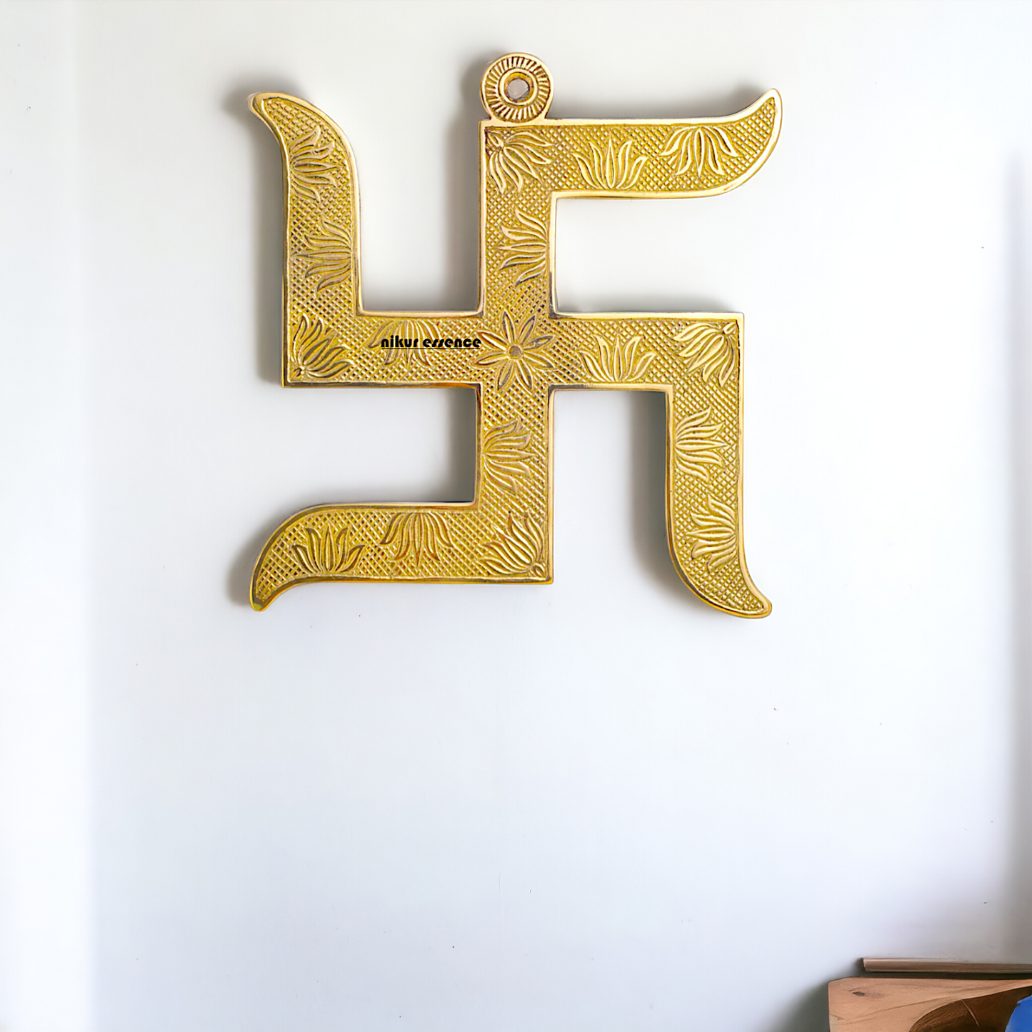 Swastik Brass wall hanging - 10 Inches Nikuressence