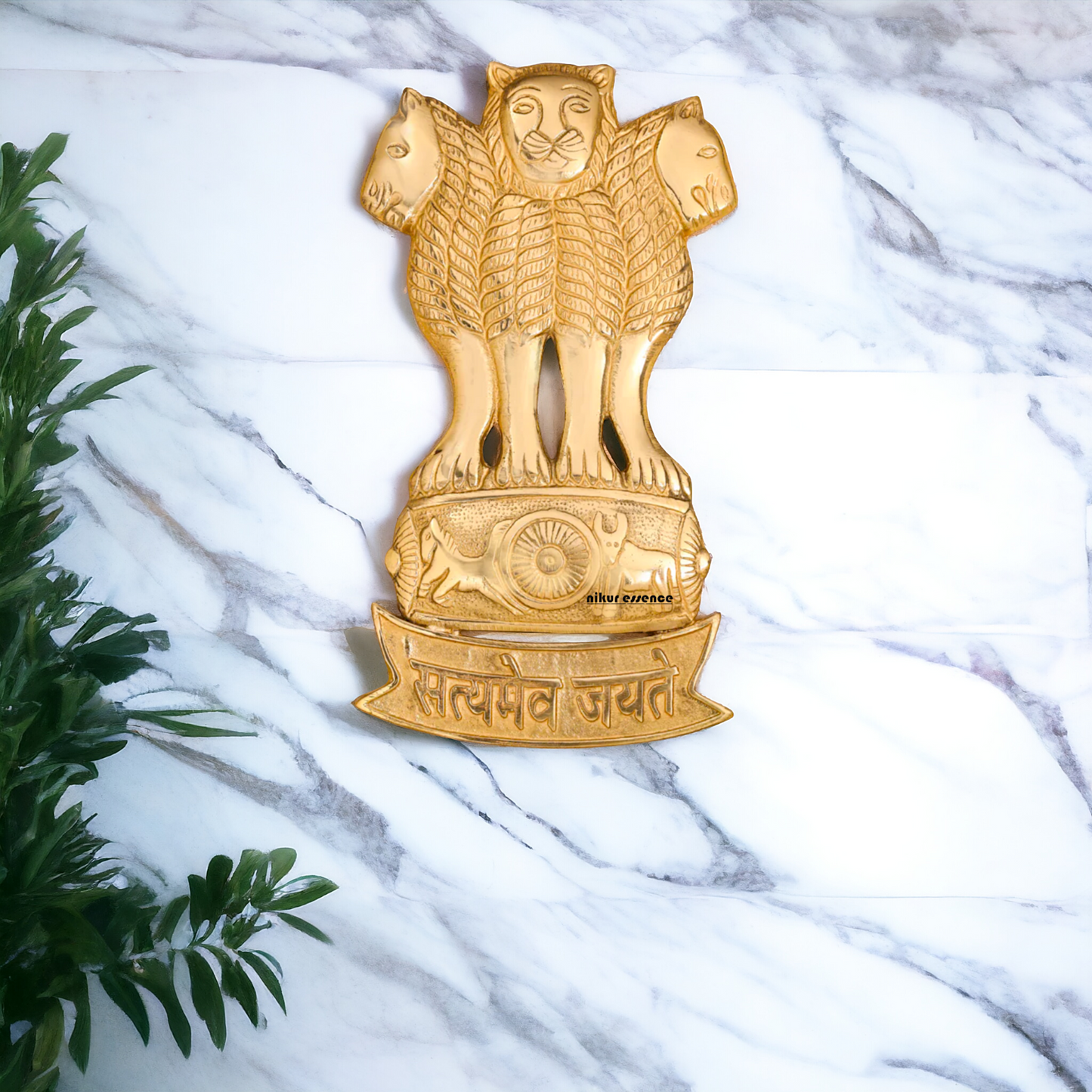 Ashok stambh Brass wall hanging plate idol - 26 Inches Nikuressence