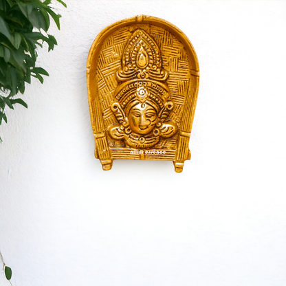 Durga face Brass wall hanging plate idol - 4 Inches Nikuressence