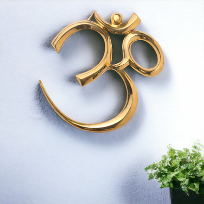 Solid Brass Om Symbol wall hanging Plate - 19 Inches Nikuressence