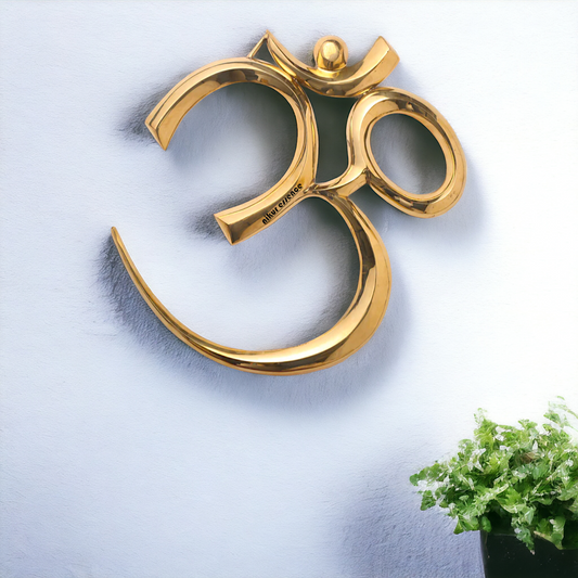 Solid Brass Om Symbol wall hanging Plate - 19 Inches Nikuressence