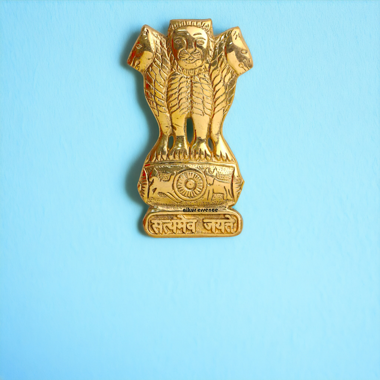 Pure Brass Ashok Stambh wall hanging plate idol - 8 Inches Nikuressence