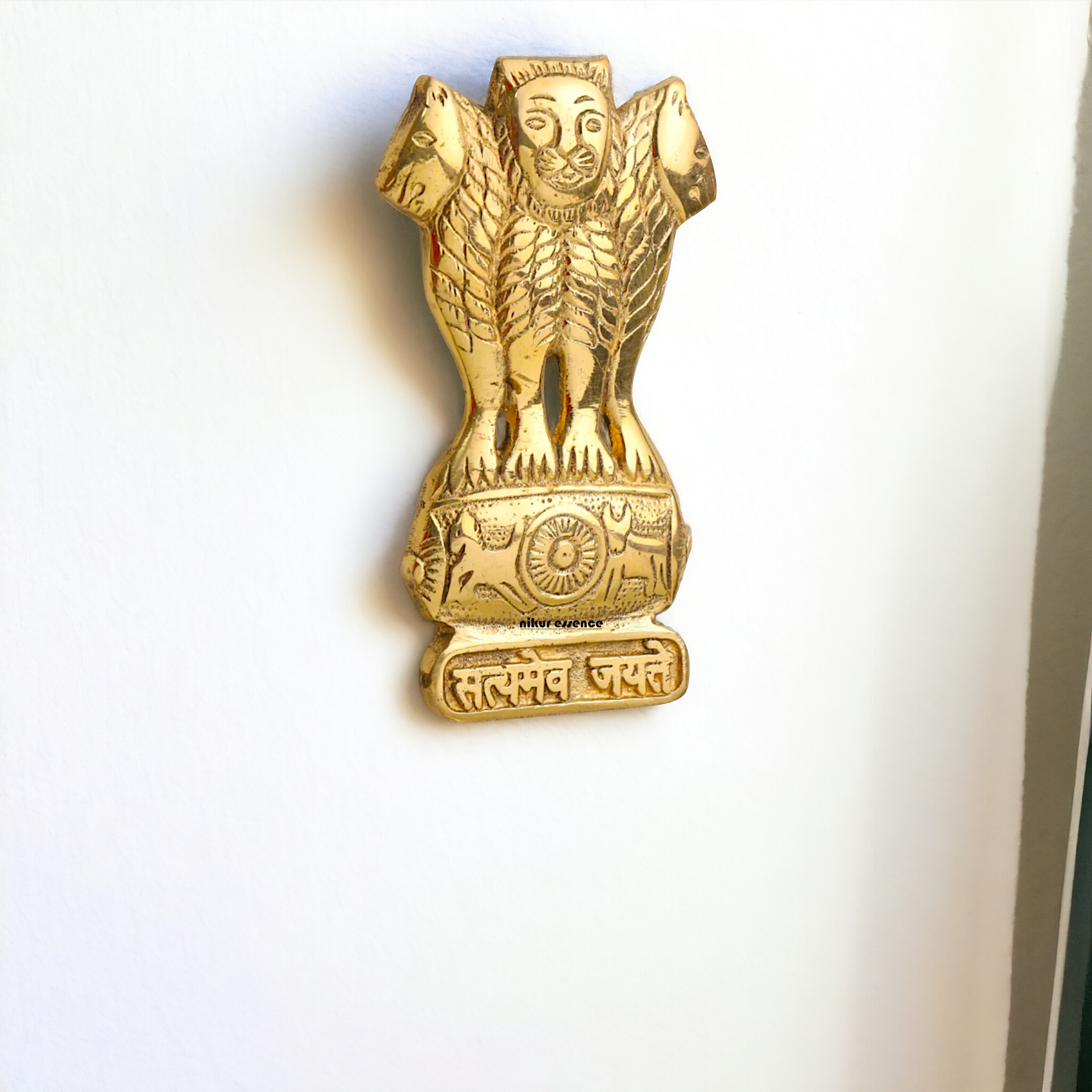 Pure Brass Ashok Stambh wall hanging plate idol - 8 Inches Nikuressence