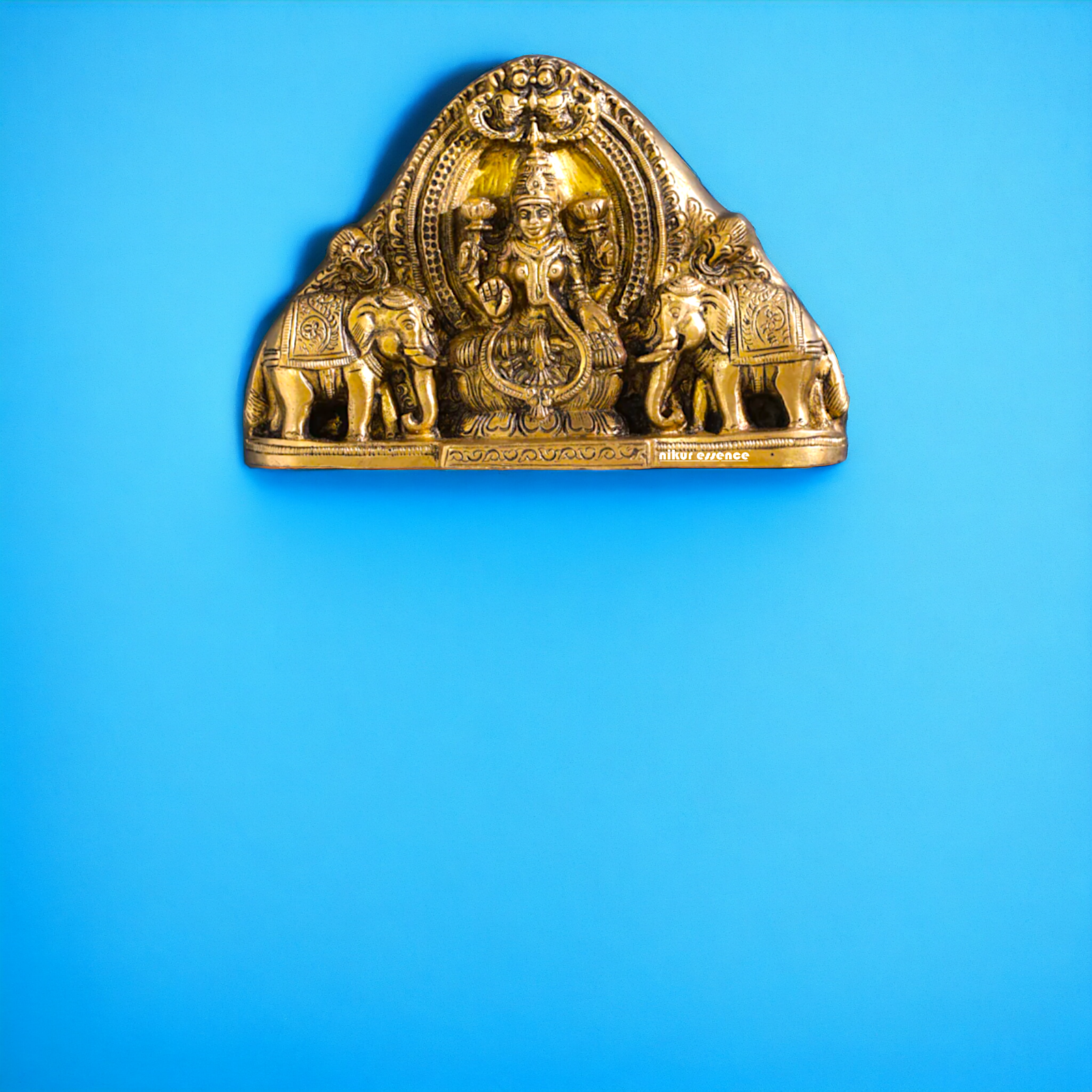 Antique brass Ganesha Lakshmi wall hanging plate idol - 7 Inches Nikuressence