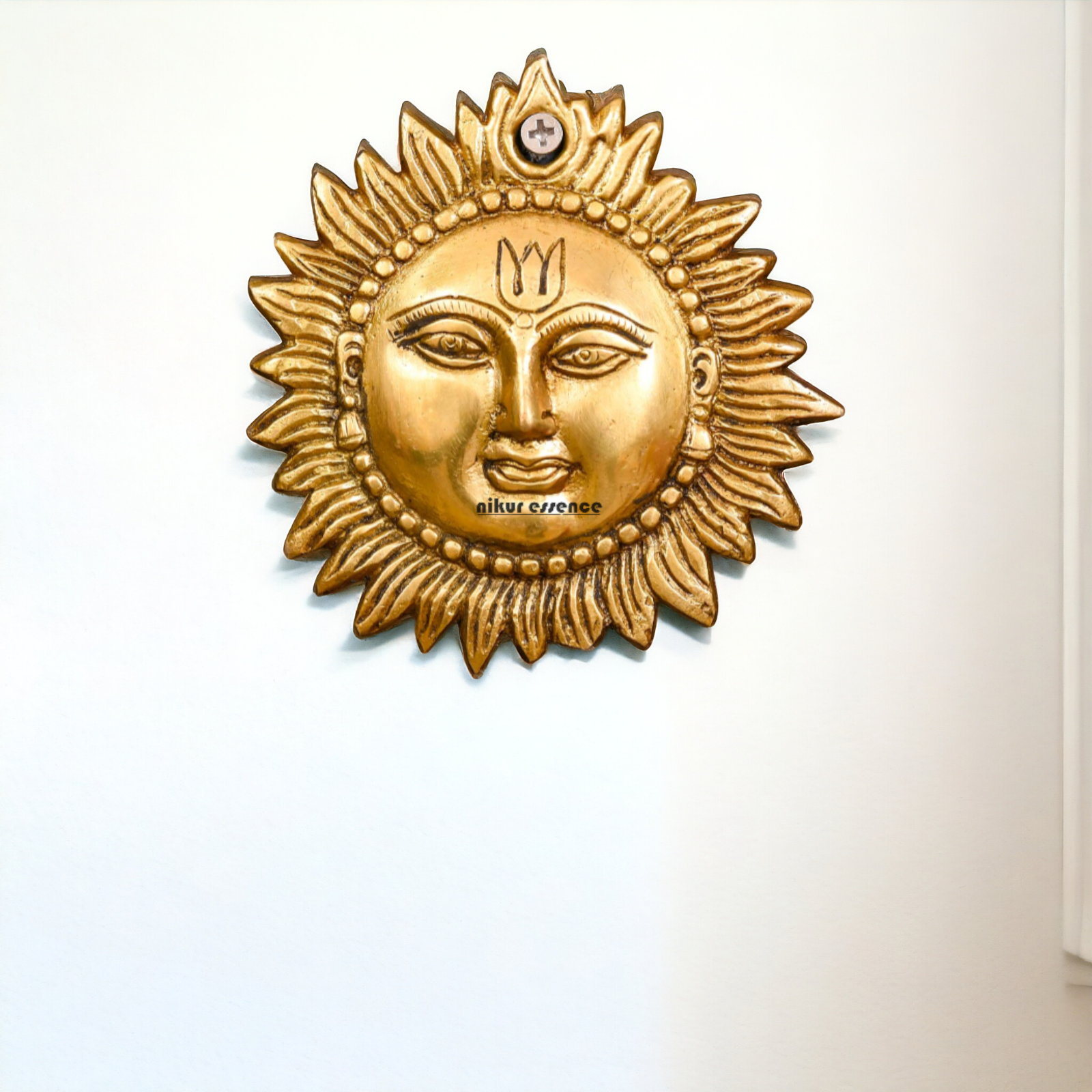 Sun face Brass wall hanging plate idol - 5.8 Inches Nikuressence