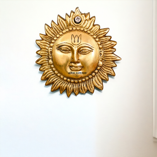 Sun face Brass wall hanging plate idol - 5.8 Inches Nikuressence