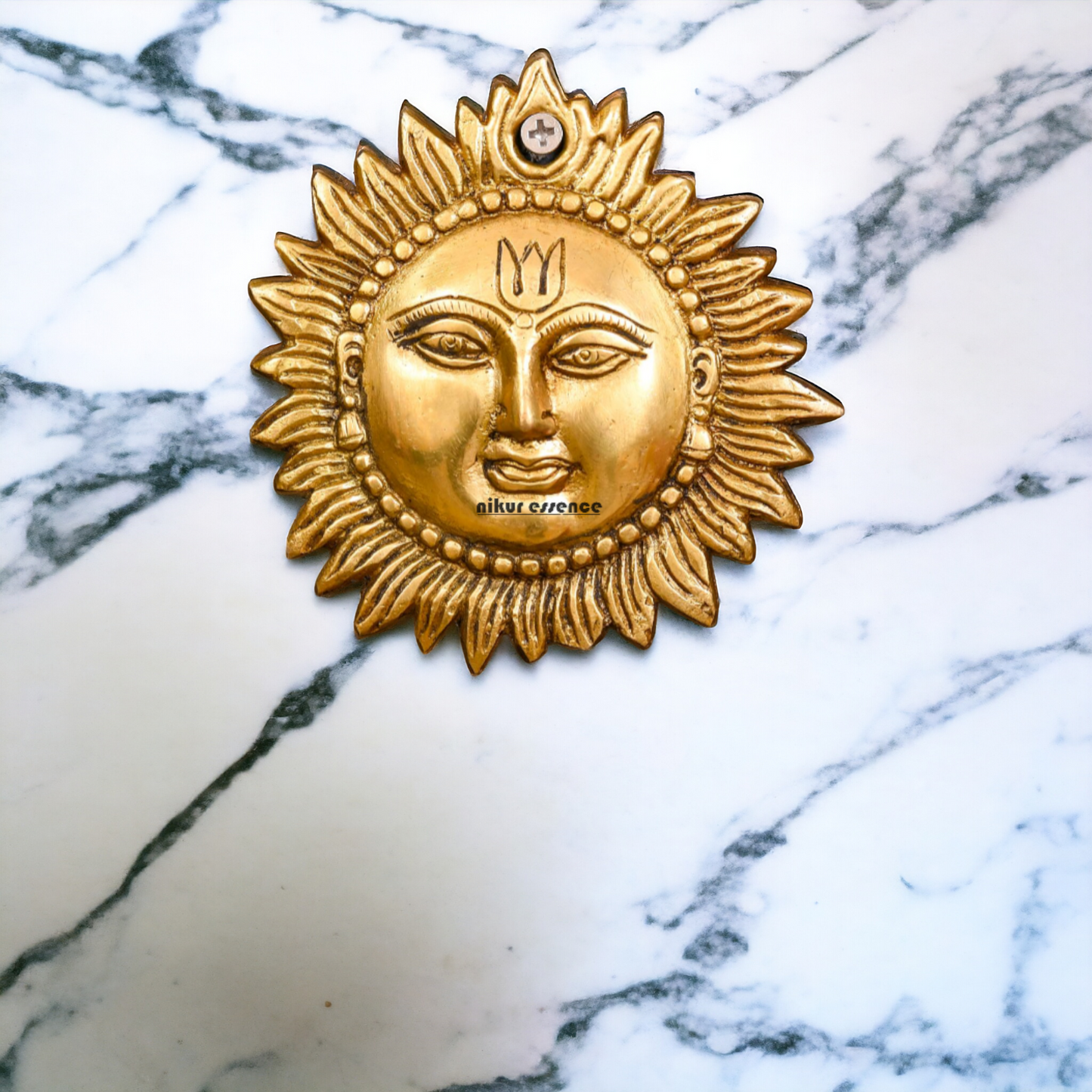 Sun face Brass wall hanging plate idol - 5.8 Inches Nikuressence