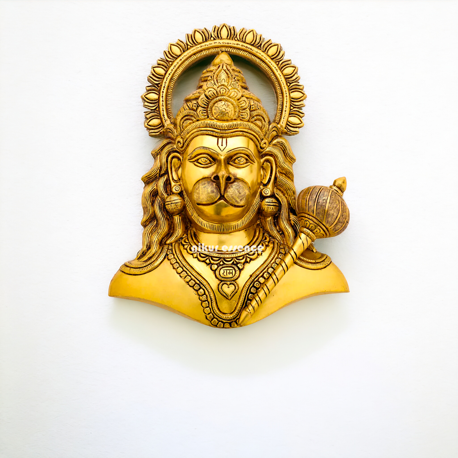 Big Hanuman ji decor Brass wall hanging plate idol- 14 inches Nikuressence