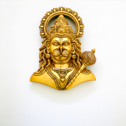 Big Hanuman ji decor Brass wall hanging plate idol- 14 inches Nikuressence