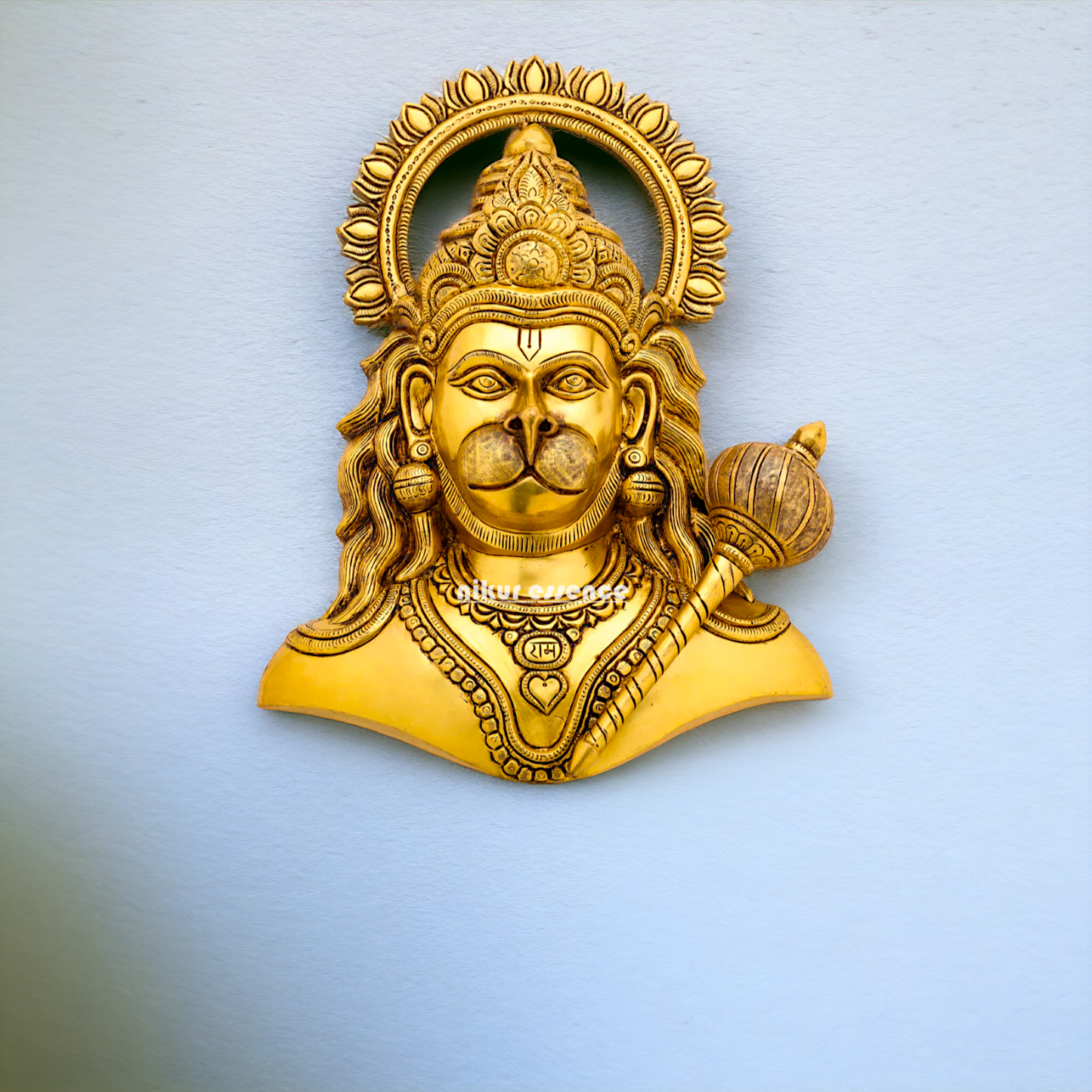 Big Hanuman ji decor Brass wall hanging plate idol- 14 inches Nikuressence