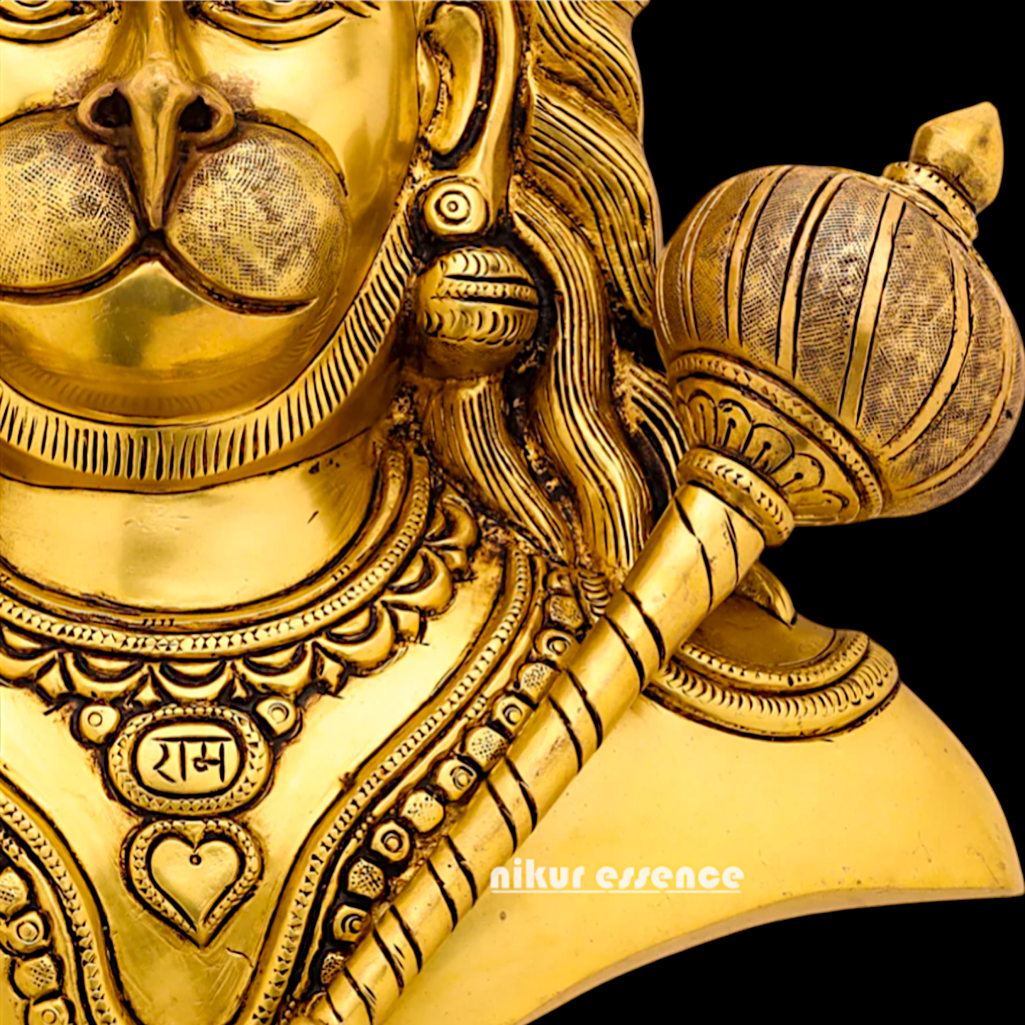 Big Hanuman ji decor Brass wall hanging plate idol- 14 inches Nikuressence