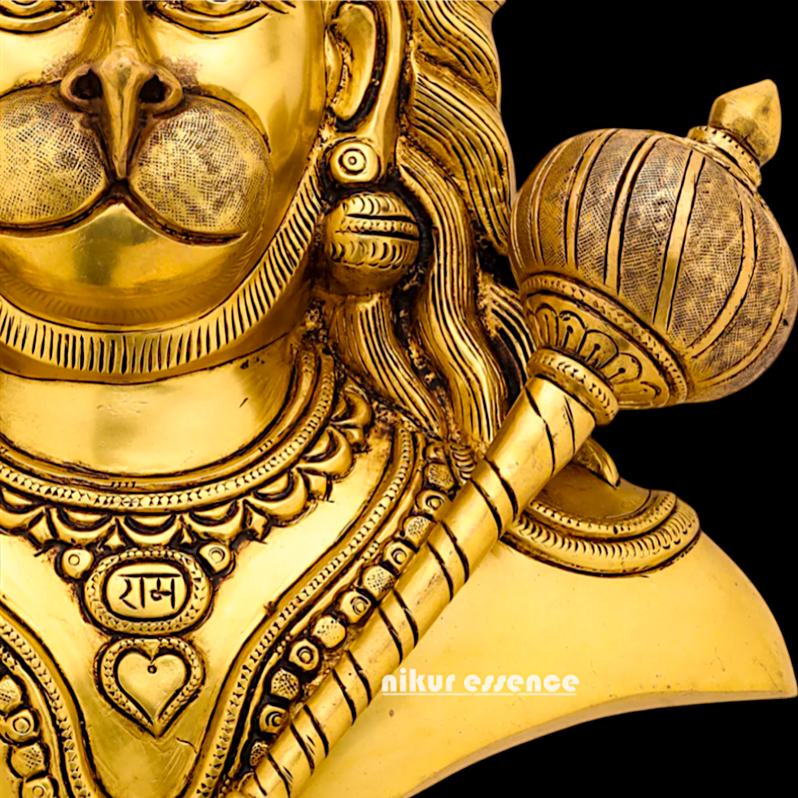 Big Hanuman ji decor Brass wall hanging plate idol- 14 inches Nikuressence
