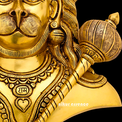 Big Hanuman ji decor Brass wall hanging plate idol- 14 inches Nikuressence