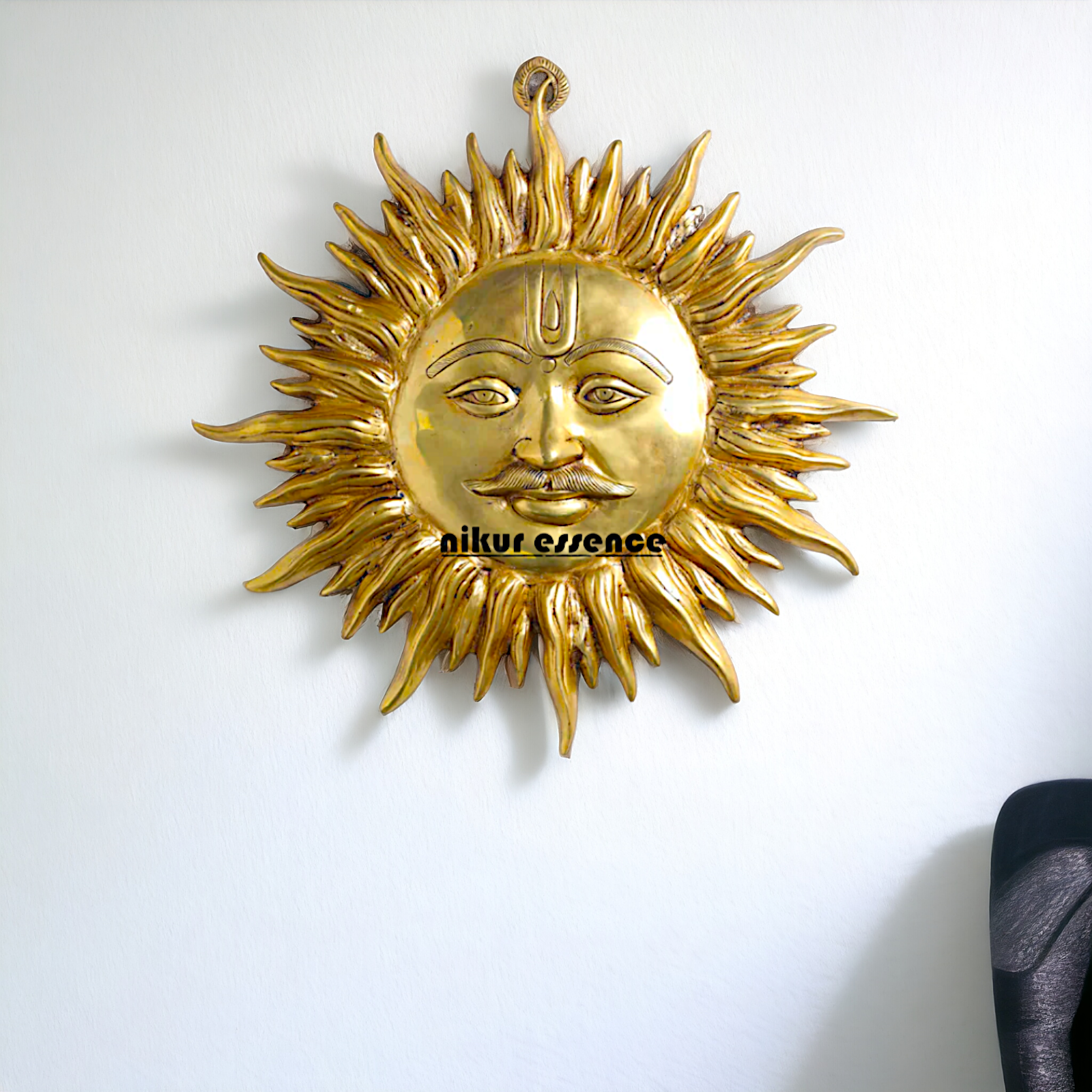 Sun face decor Pure Brass wall hanging plate idol- 19.5 inches Nikuressence
