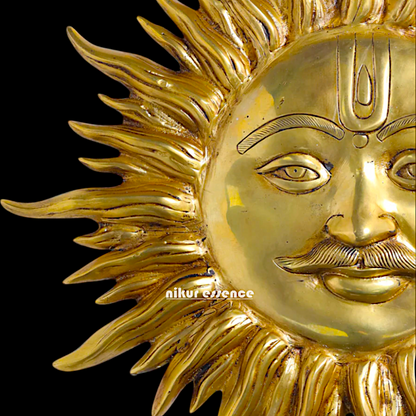Sun face decor Pure Brass wall hanging plate idol- 19.5 inches Nikuressence
