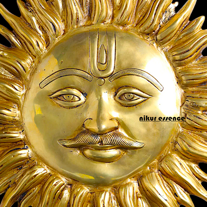 Sun face decor Pure Brass wall hanging plate idol- 19.5 inches Nikuressence