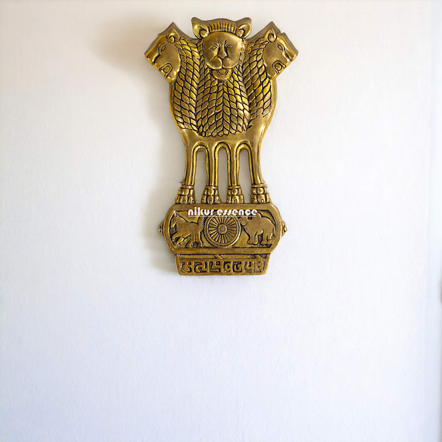 Ashok stambh decor Brass wall hanging plate idol- 14 inches Nikuressence