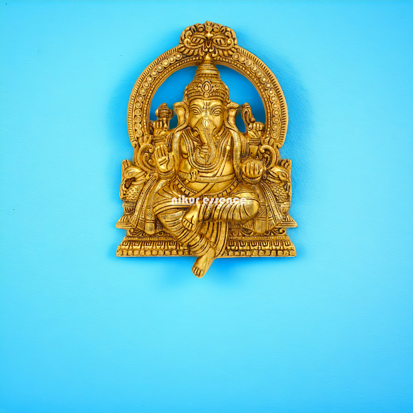 Brass Ganesha Ganpati decor wall hanging plate idol- 11.5 inches Nikuressence