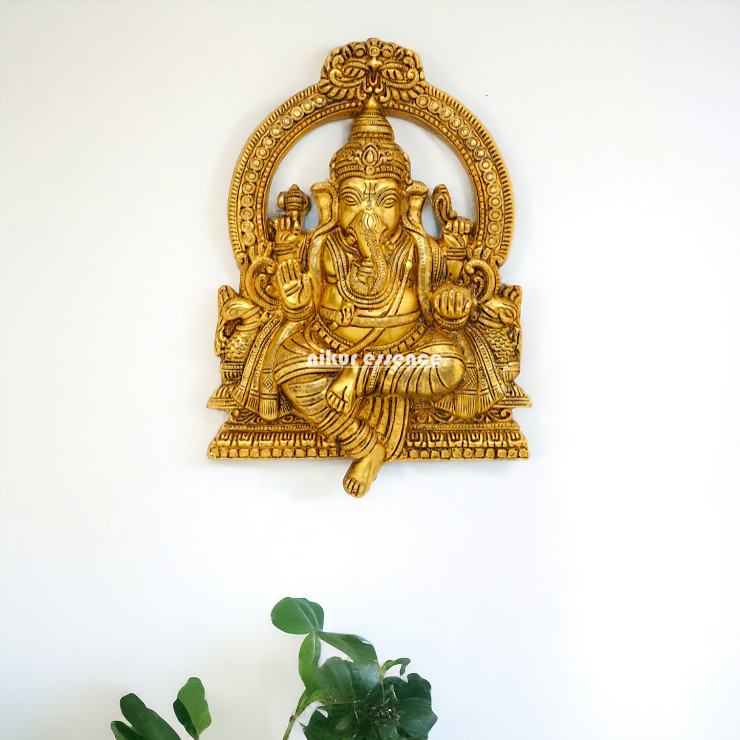 Brass Ganesha Ganpati decor wall hanging plate idol- 11.5 inches Nikuressence