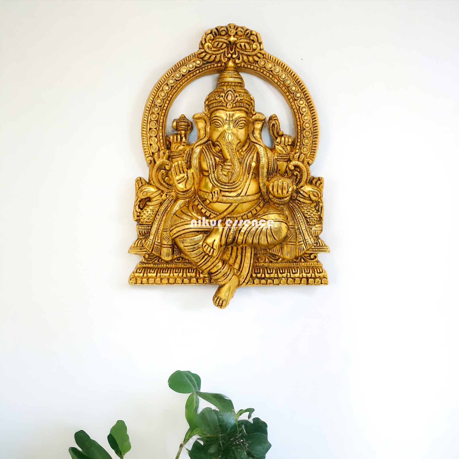 Brass Ganesha Ganpati decor wall hanging plate idol- 11.5 inches Nikuressence