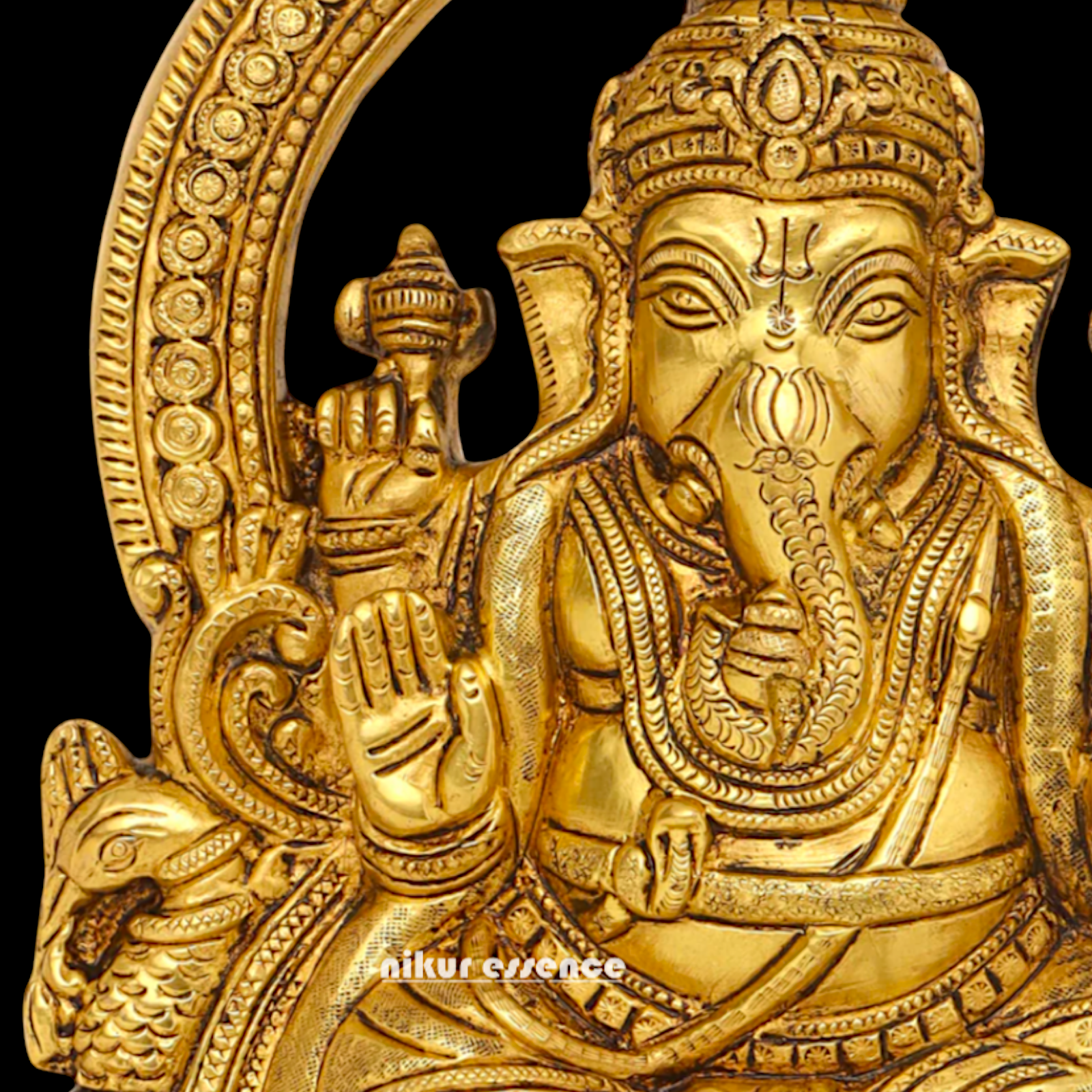 Brass Ganesha Ganpati decor wall hanging plate idol- 11.5 inches Nikuressence