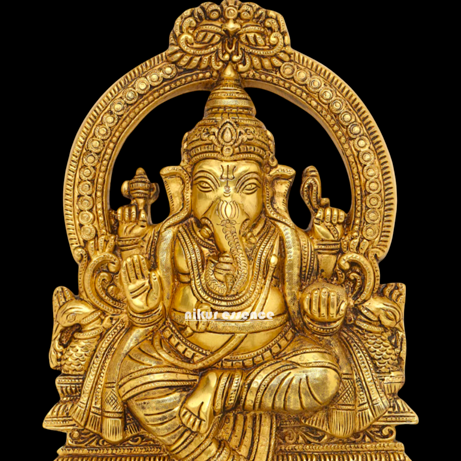 Brass Ganesha Ganpati decor wall hanging plate idol- 11.5 inches Nikuressence
