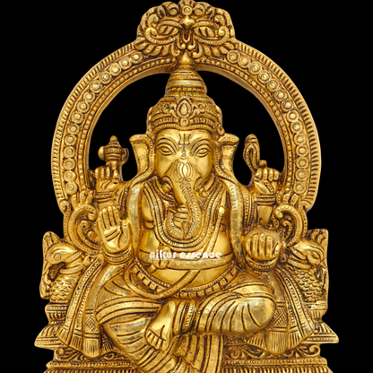 Brass Ganesha Ganpati decor wall hanging plate idol- 11.5 inches Nikuressence