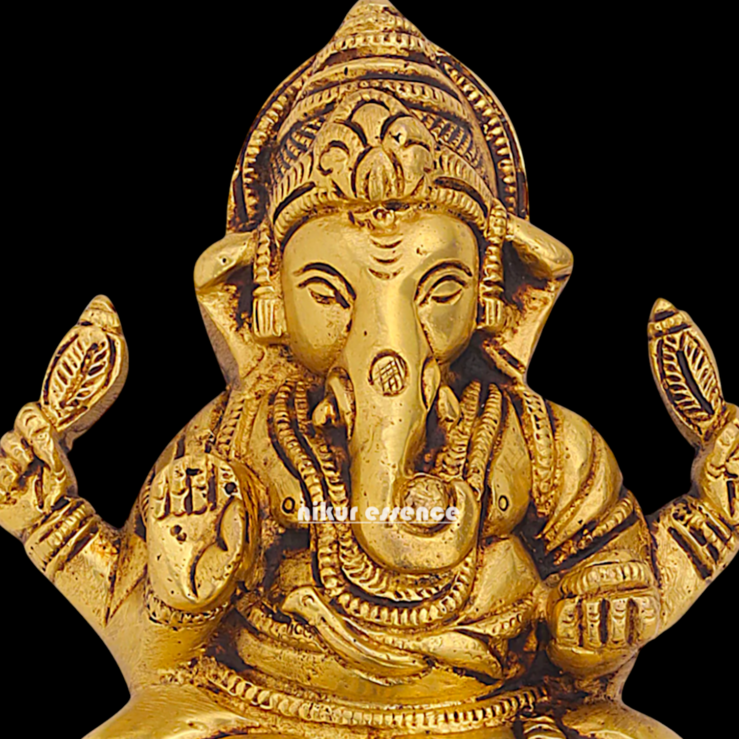 Brass Ganesha seated wall hanging plate idol- 7 inches Nikuressence