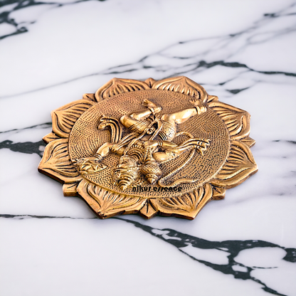 Brass Hanuman holding sanjeevni booti wall hanging plate idol- 7.5 Inches Nikuressence