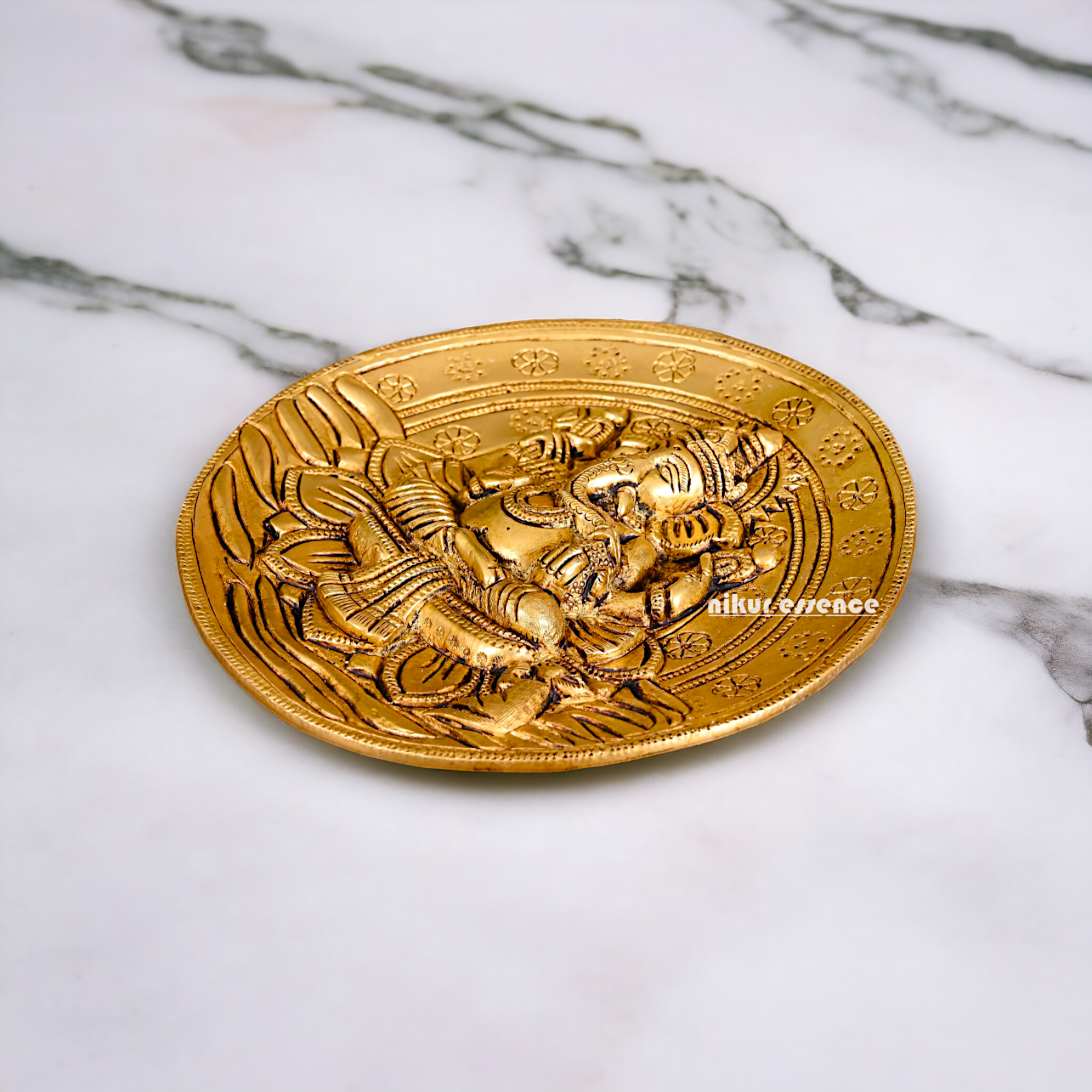 Pure Brass wall Ganesha wall hanging plate idol- 7 Inches Nikuressence