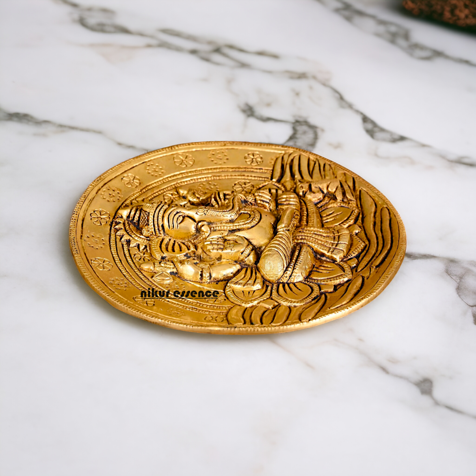 Pure Brass wall Ganesha wall hanging plate idol- 7 Inches Nikuressence