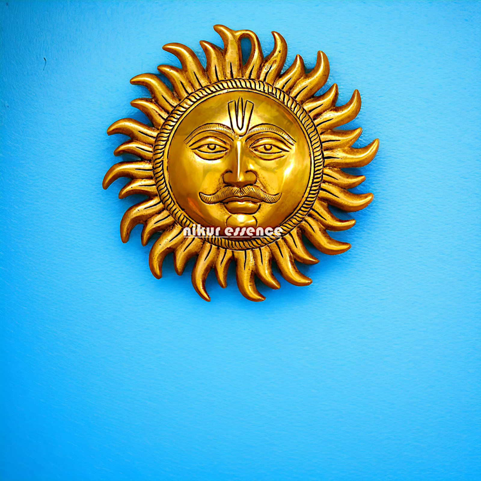 Sun face Beautiful Brass wall hanging plate - 9.5 Inches Nikuressence