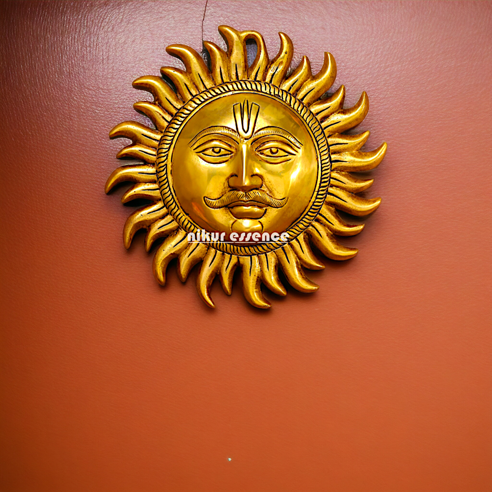 Sun face Beautiful Brass wall hanging plate - 9.5 Inches Nikuressence