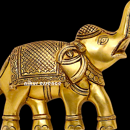 Brass Gaja Lakshmi with two elephants wall Hanging plate - 10 Inches Nikuressence