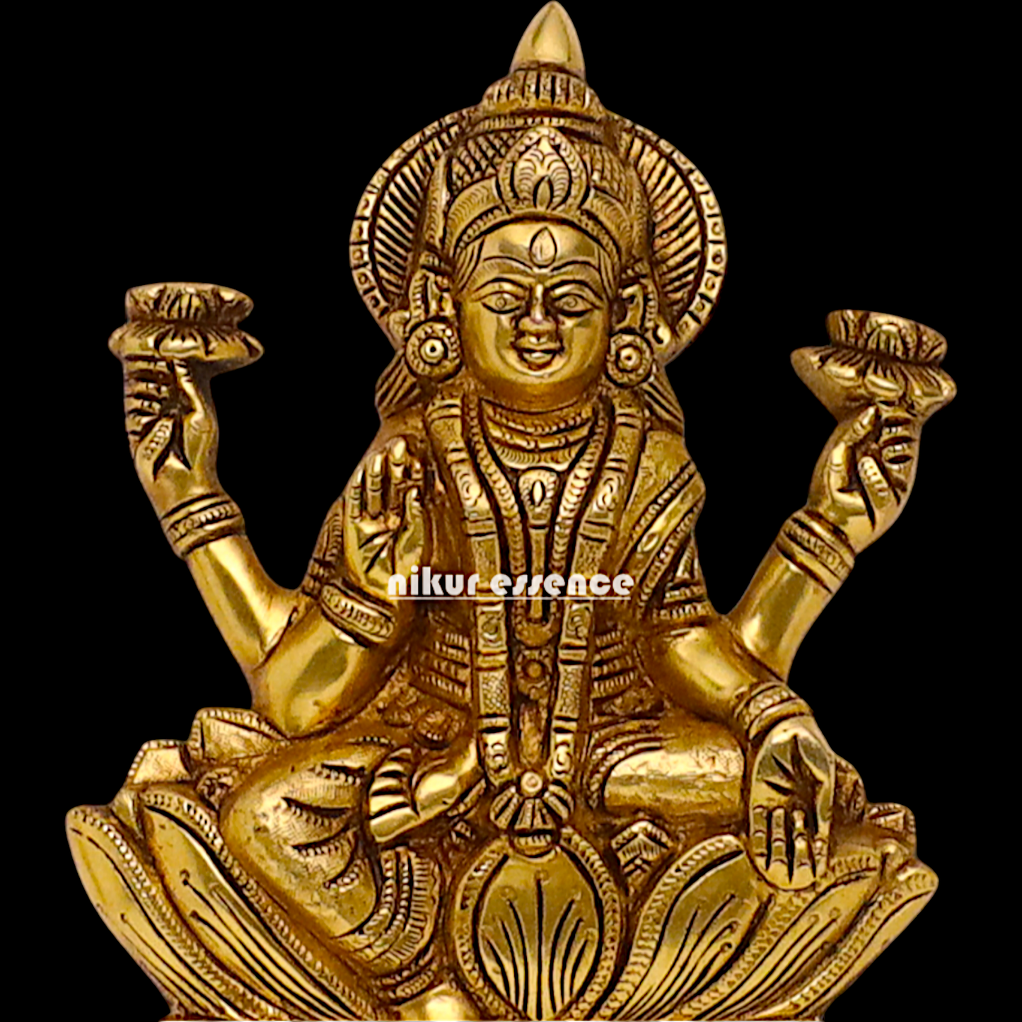 Brass Gaja Lakshmi with two elephants wall Hanging plate - 10 Inches Nikuressence