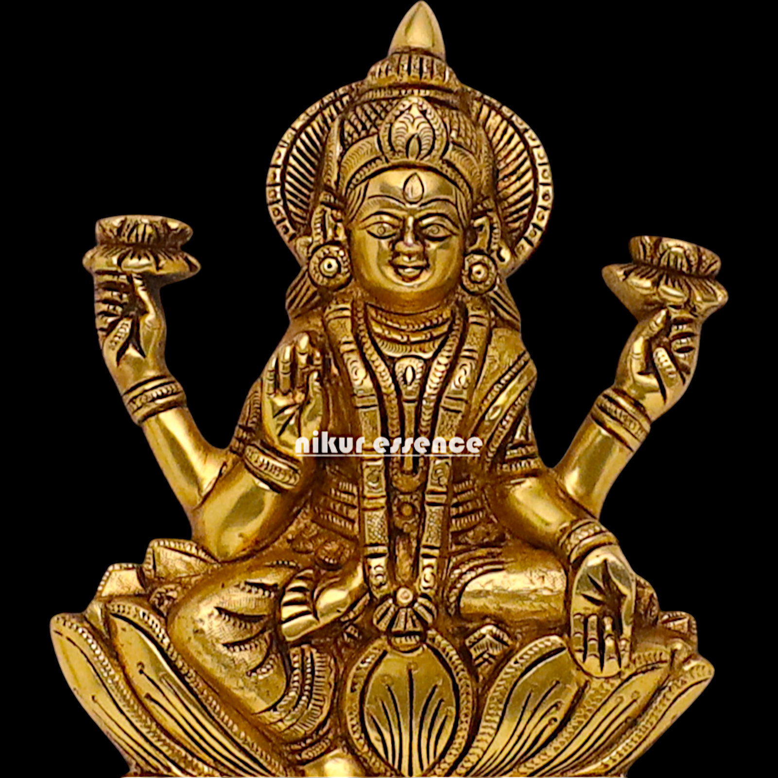 Brass Gaja Lakshmi with two elephants wall Hanging plate - 10 Inches Nikuressence