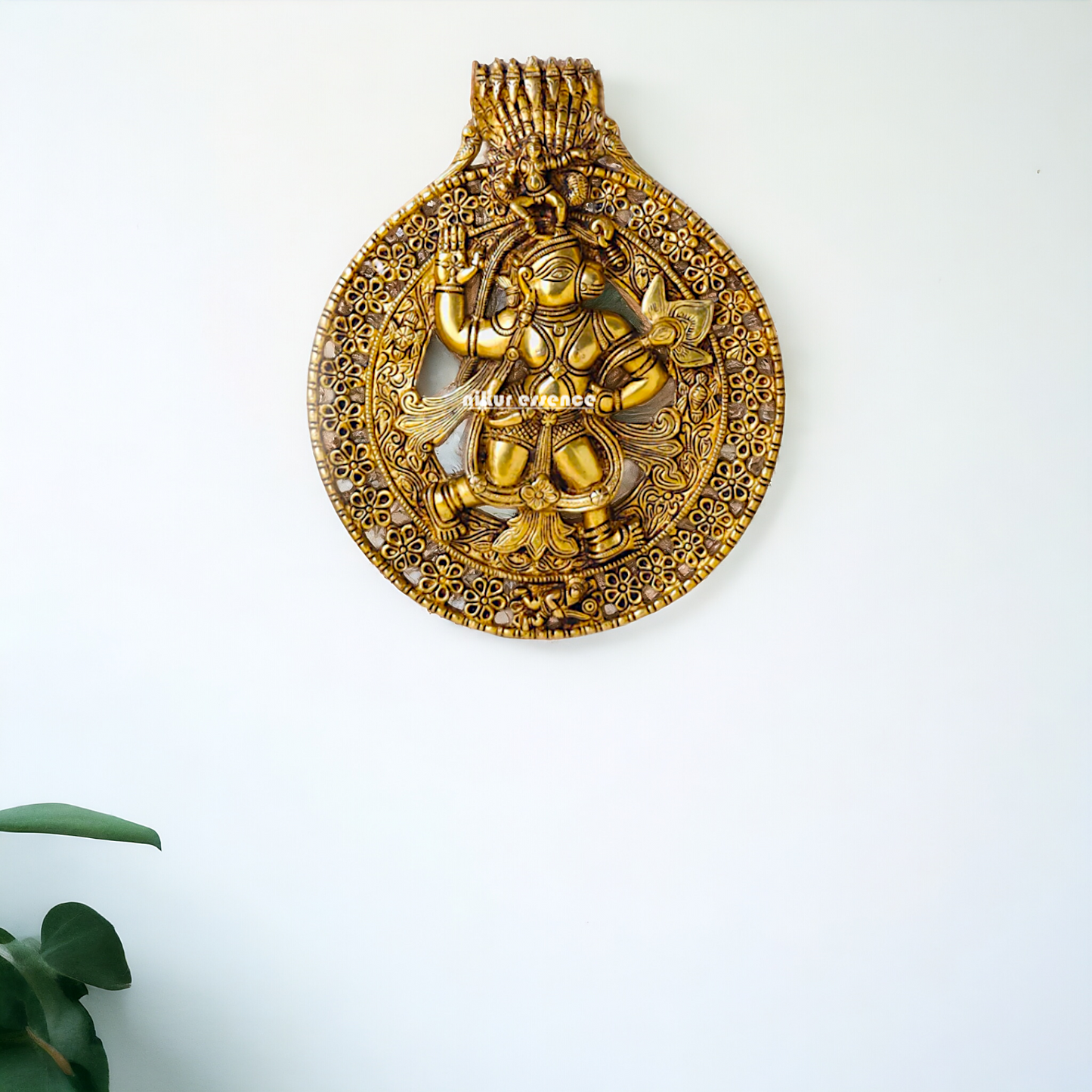 Brass Hanuman Monkey God wall Hanging plate idol - 12 Inches Nikuressence