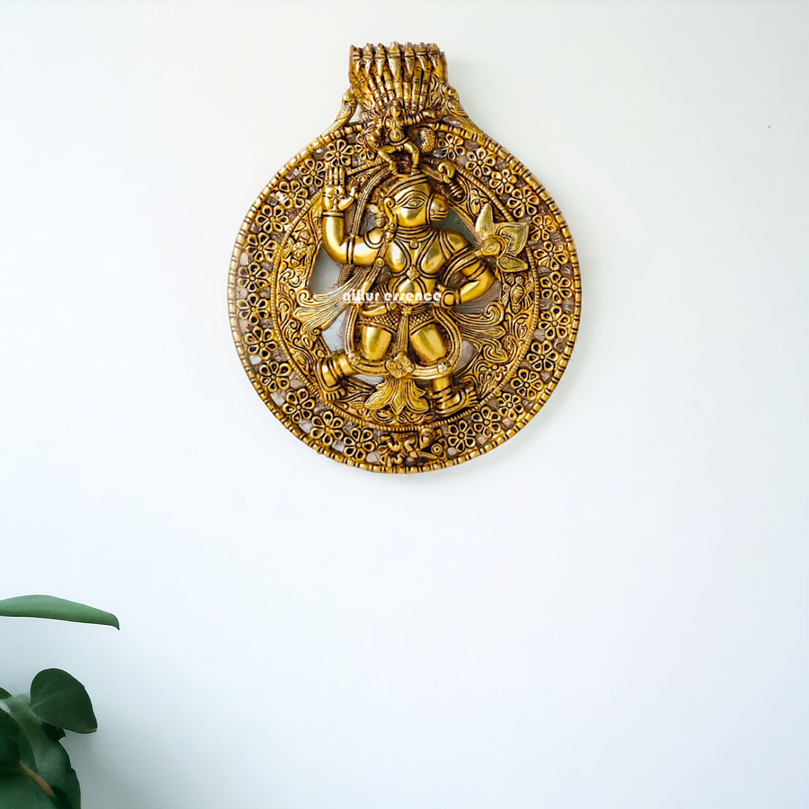 Brass Hanuman Monkey God wall Hanging plate idol - 12 Inches Nikuressence