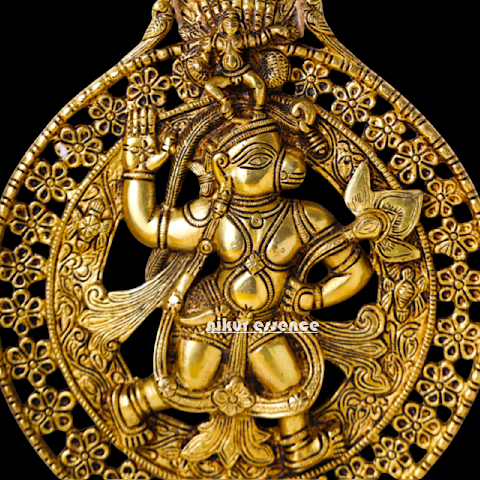 Brass Hanuman Monkey God wall Hanging plate idol - 12 Inches Nikuressence