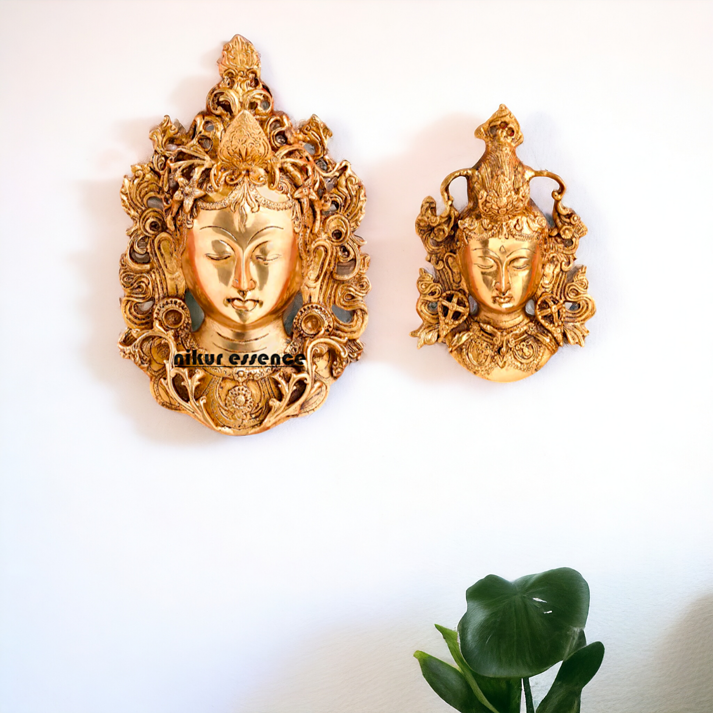 Tara Face Brass wall Hanging plate idol - 11 Inches Nikuressence