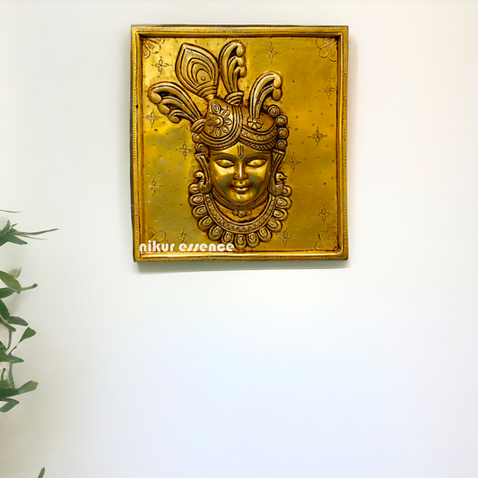 Krishna Govinda Brass wall Hanging plate idol - 9.5 Inches Nikuressence