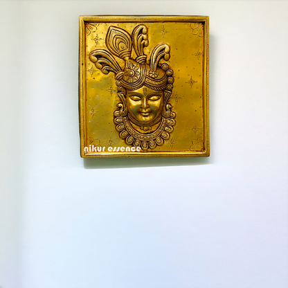 Krishna Govinda Brass wall Hanging plate idol - 9.5 Inches Nikuressence